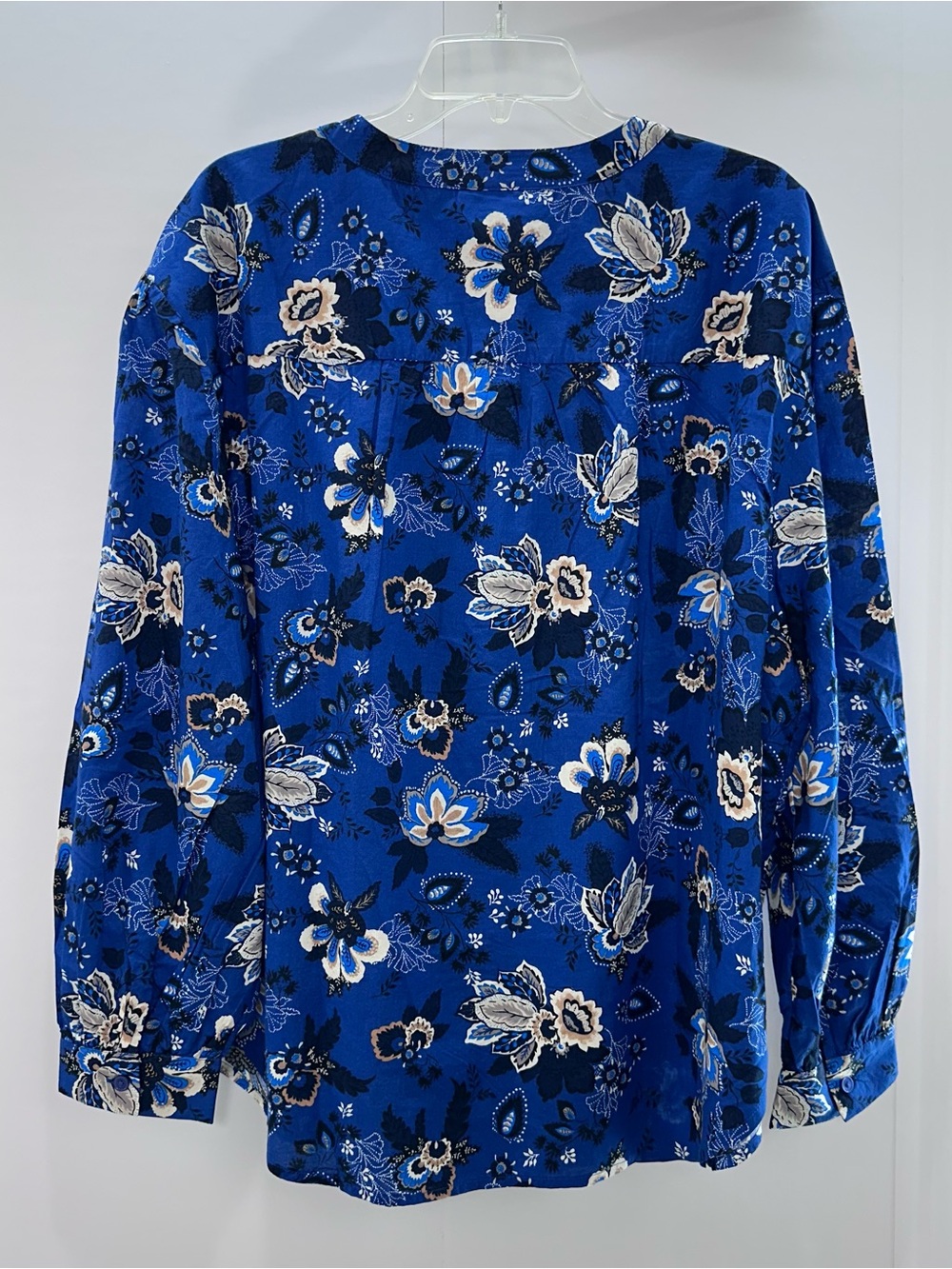 Lane Bryant Royal Blue Floral Button-Up Blouse - Picture 3 of 9